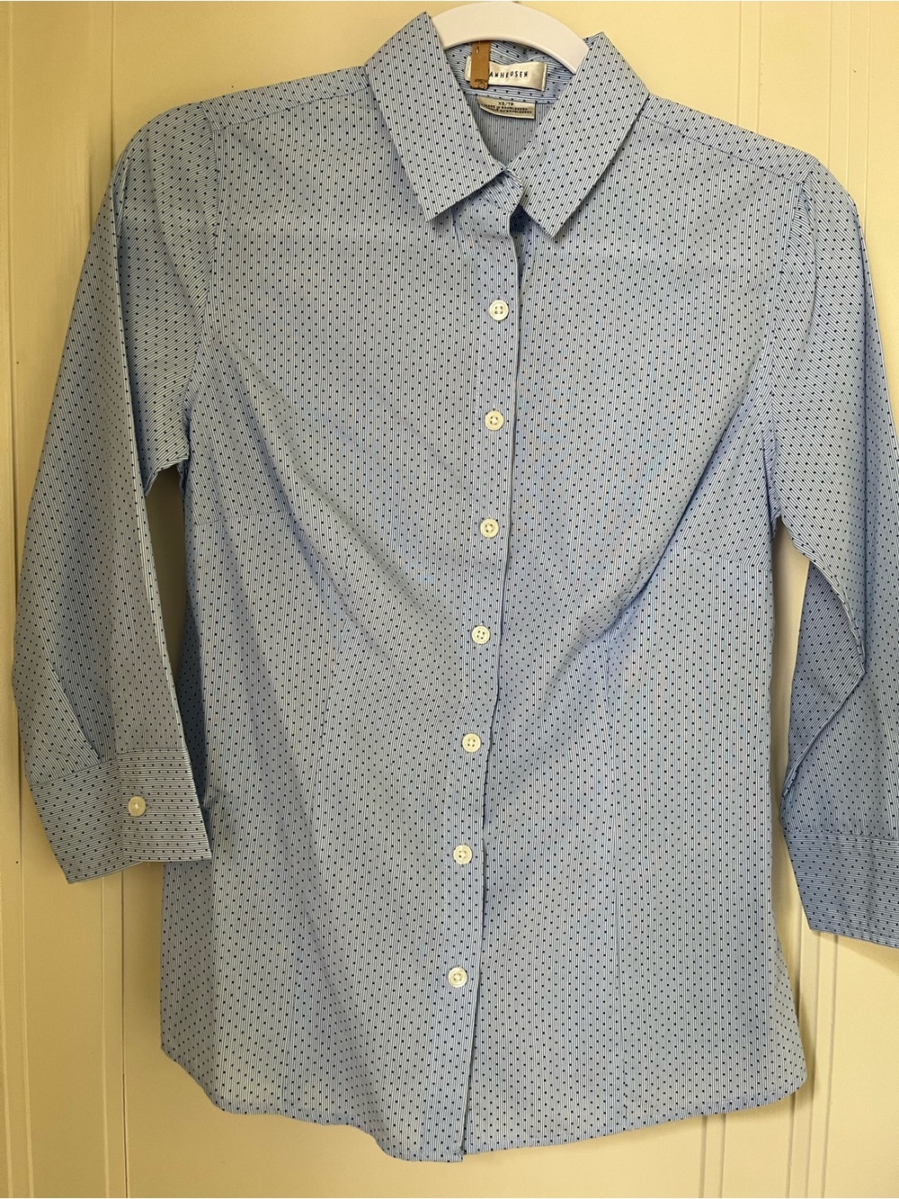 Vintage Van Heusen Blue Microdot Button Down Shirt Polka Dot Size XS